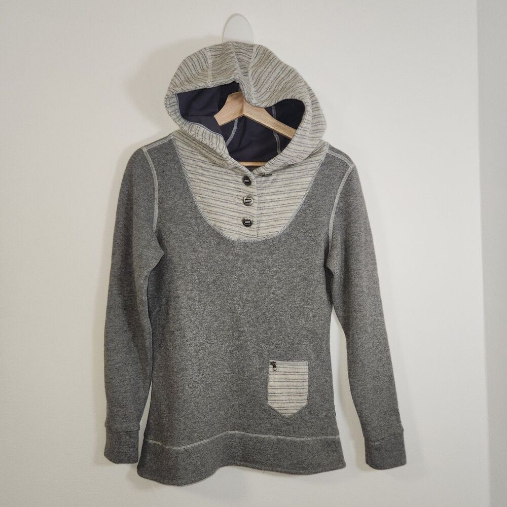 Kuhl XSmall Grey Chianti Fleece Pullover Wool Blend Hoodie Retail $129